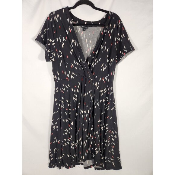 Torrid Womens Plus Wrap Dress Midi Black Print Career Classic Comfort 2 Us:18/20 - Picture 1 of 6